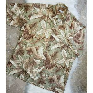 VTG PIERRE CARDIN Khaki Colors Hawaiian Shirt Sz M